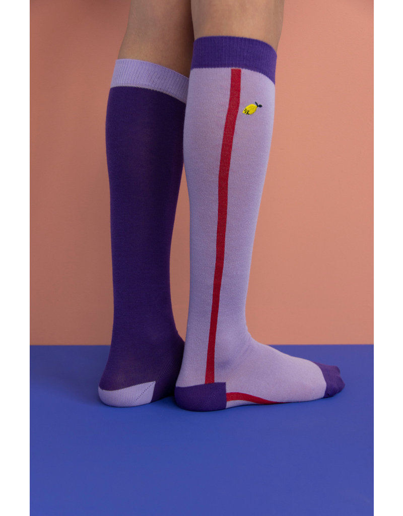 Sticky Lemon Knee high socks -colourblocking- lobby purple + moustafa purple