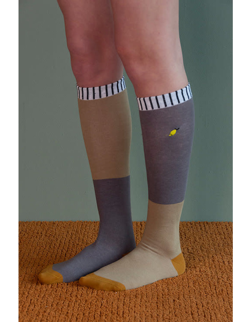 Sticky Lemon Knee high socks - duotone - woody green + pigeon blue