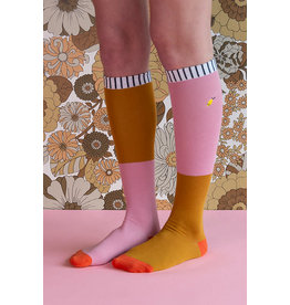 Sticky Lemon Knee high socks - duotone - dusty pink + dijon