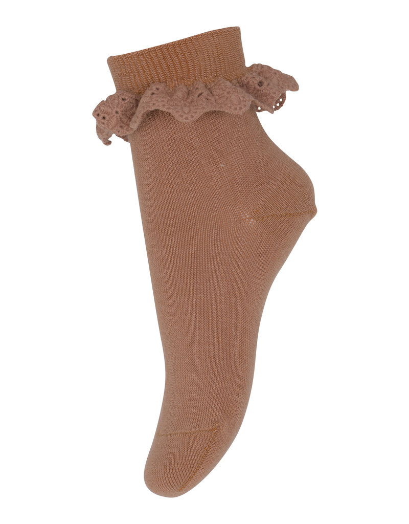 mp Denmark Cotton Socks with Lace Tawny Brown 858