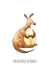 Juulz Illustrations & Design Gevouwen kaart - Een kleintje op komst Kangaroo