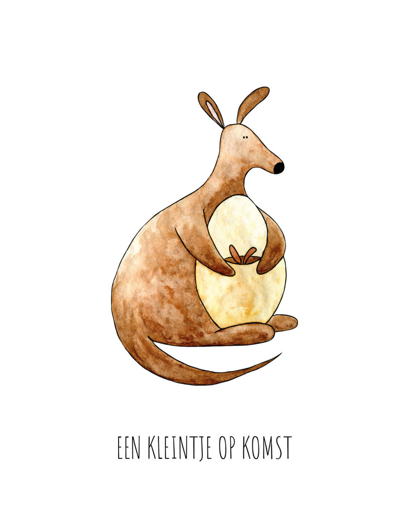 Juulz Illustrations & Design Gevouwen kaart - Een kleintje op komst Kangaroo