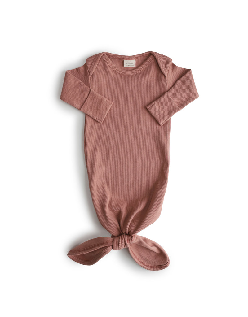 Mushie Knotted Baby Gown Cedar
