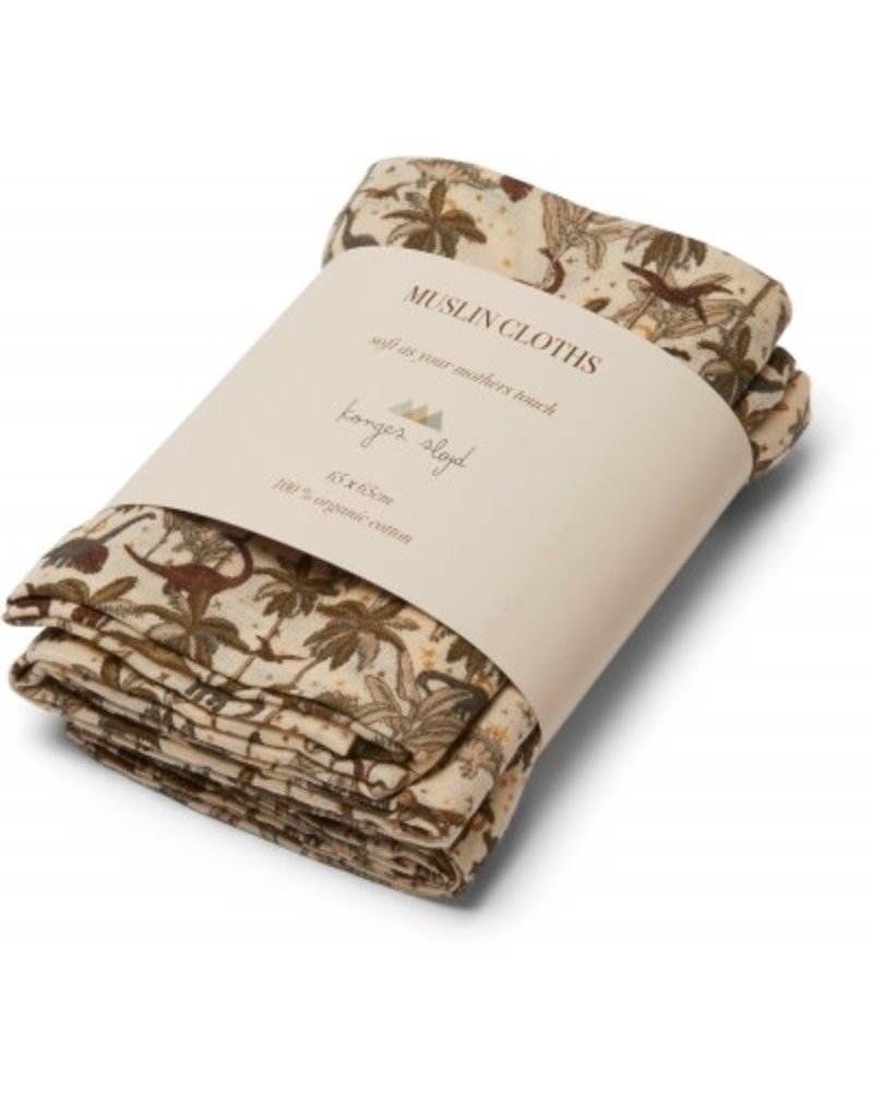 Konges Sløjd 3 Pack Muslin Cloth Dino