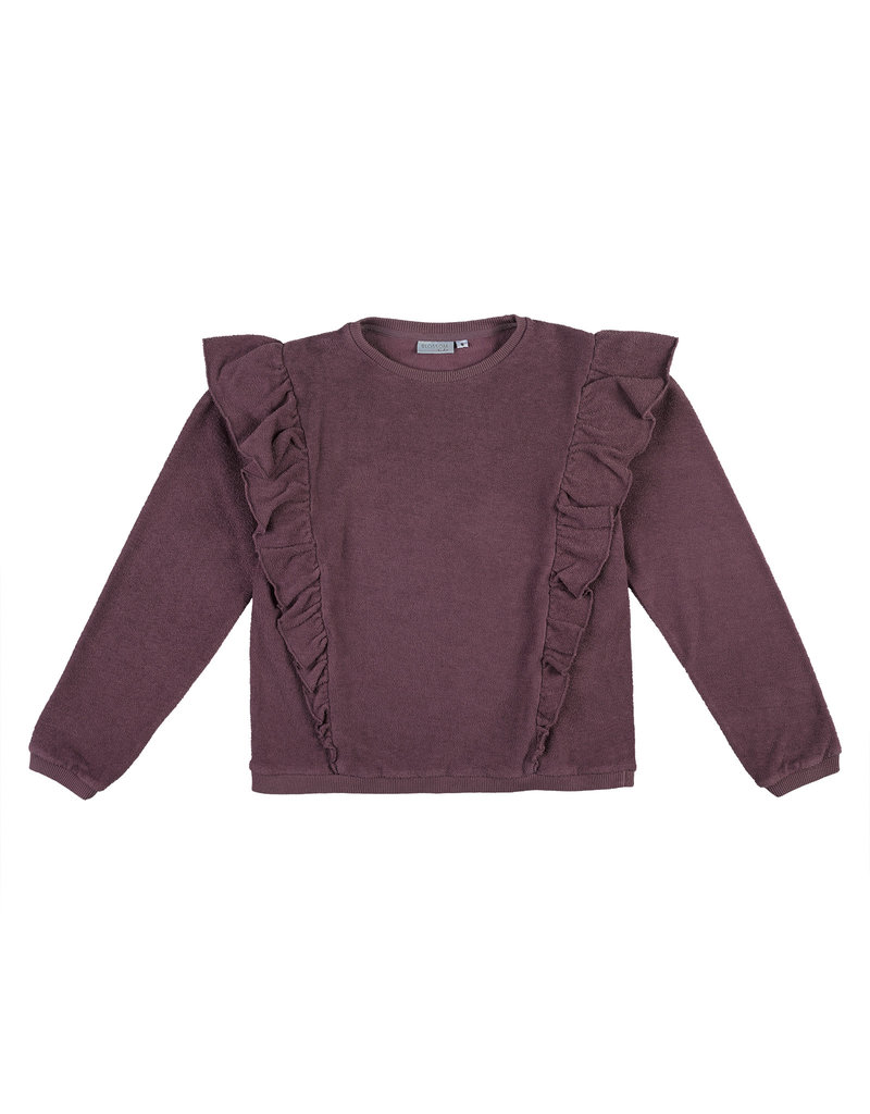 Blossom Kids Sweater with ruffles - Aubergine