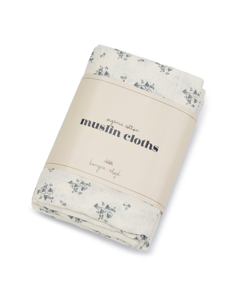 Konges Sløjd 3 Pack Muslin Cloth Clochette Bleue