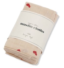 Konges Sløjd 3 Pack Muslin Cloth Amour Rouge