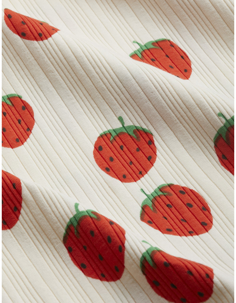 Mini Rodini Strawberries aop ss Tee Offwhite