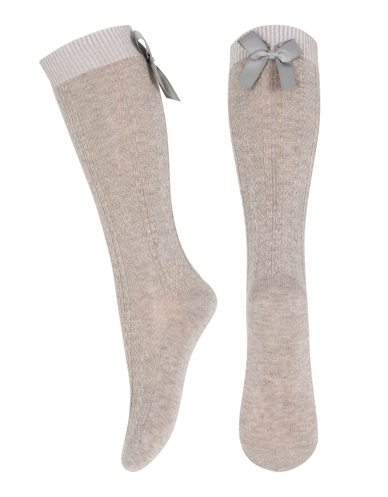 mp Denmark Sofia Knee Socks With Bow Light Brown Melange 489