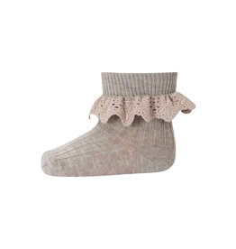 mp Denmark Lisa Socks With Lace Light Brown Melange 489