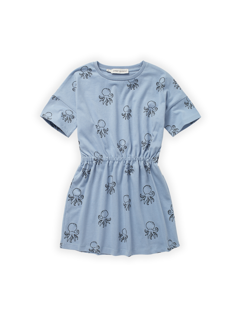 Sproet & Sprout T-Shirt Dress Octopus Print Sky Blue