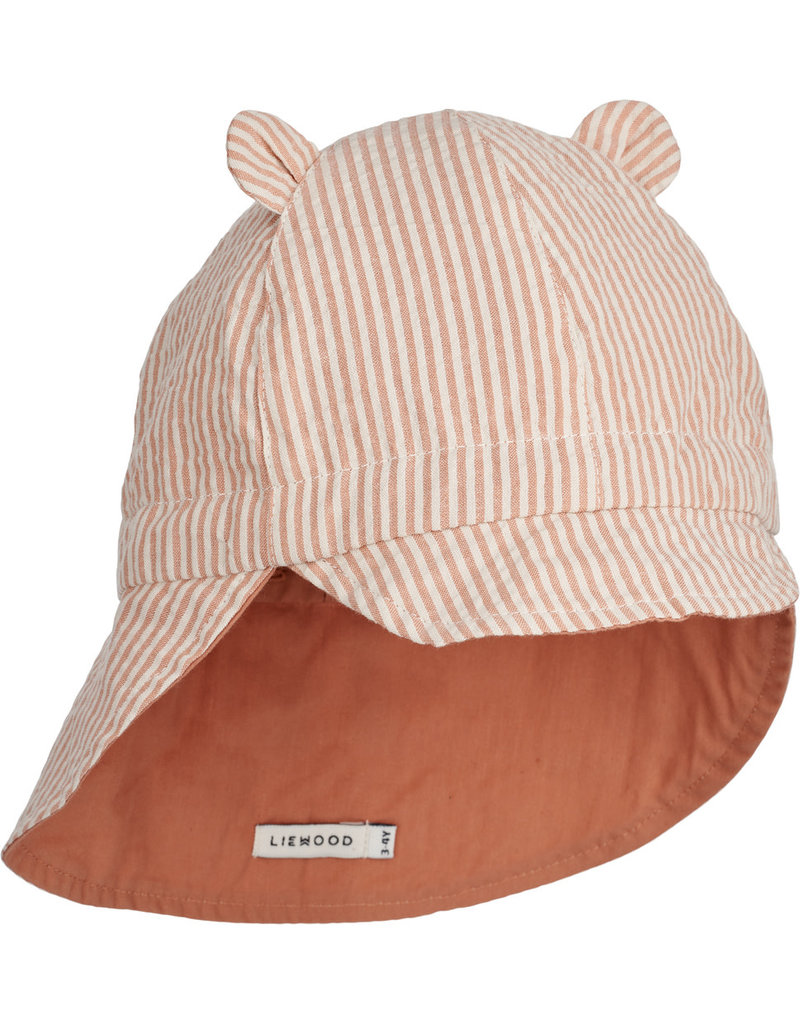 Liewood Gorm reversible seersucker sun hat Stripe Tuscany Rose