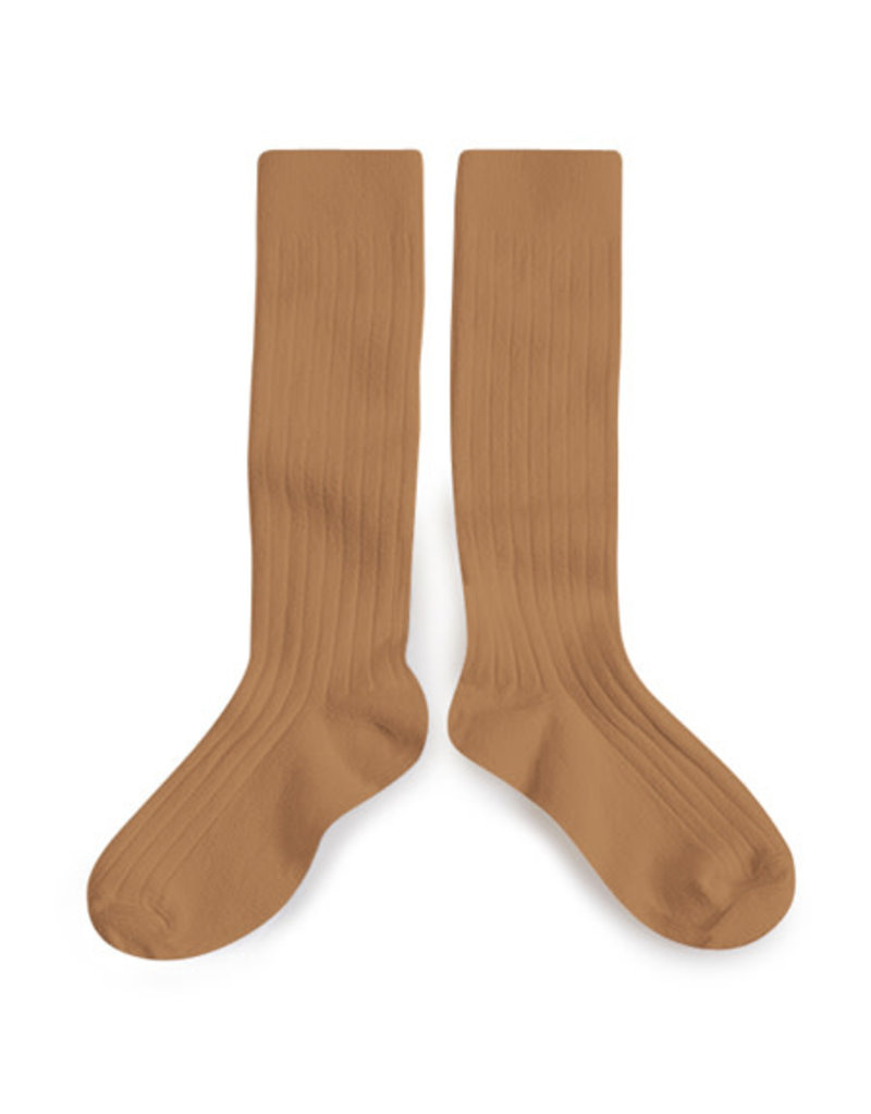 Collégien La Haute - Ribbed Knee-high Socks - Caramel au Beurre Salé