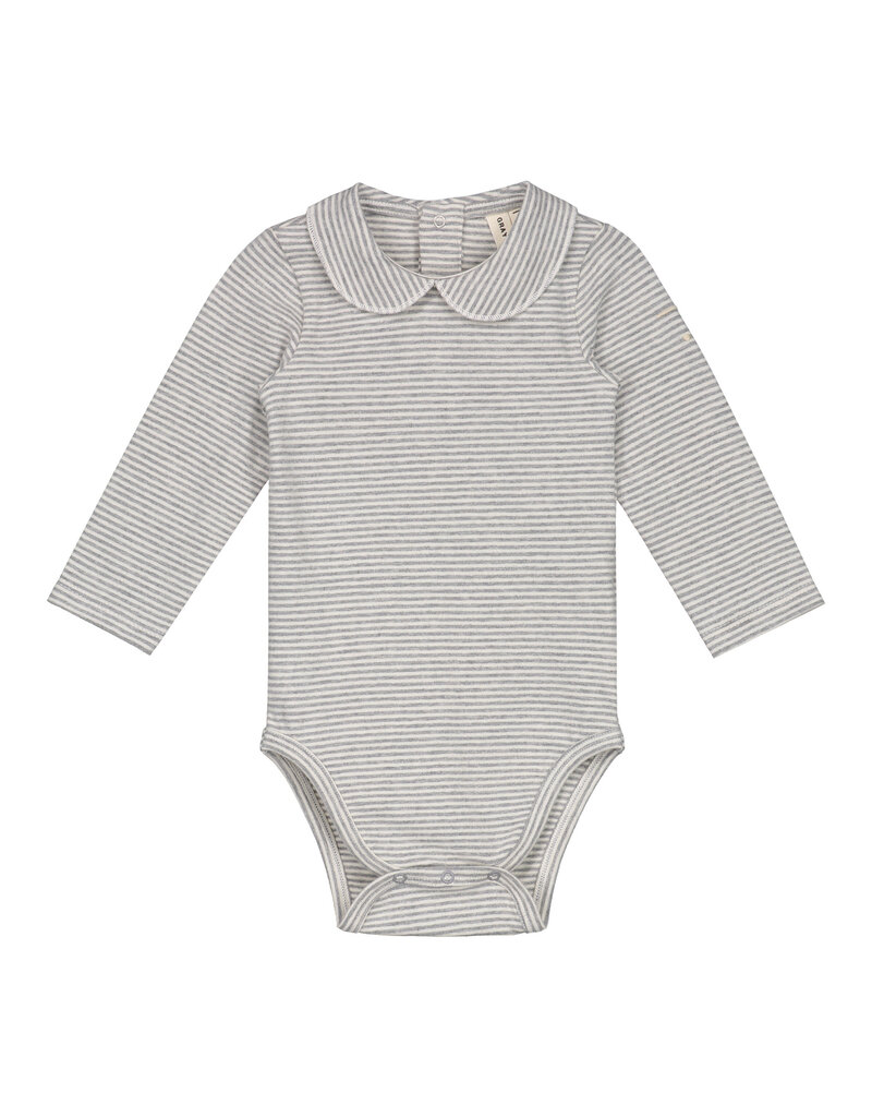 Gray Label Baby Collar Onesie Grey Melange Cream