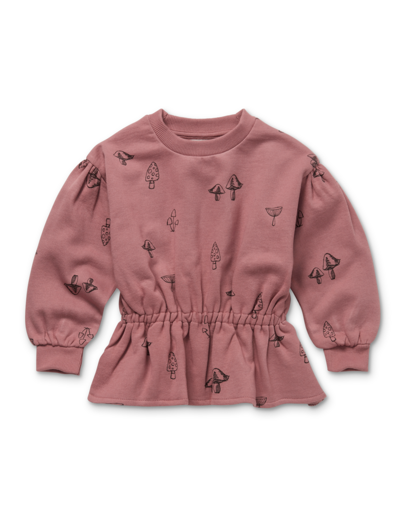 Sproet & Sprout Sweatshirt Peplum Mushrooms Print Misty Rose