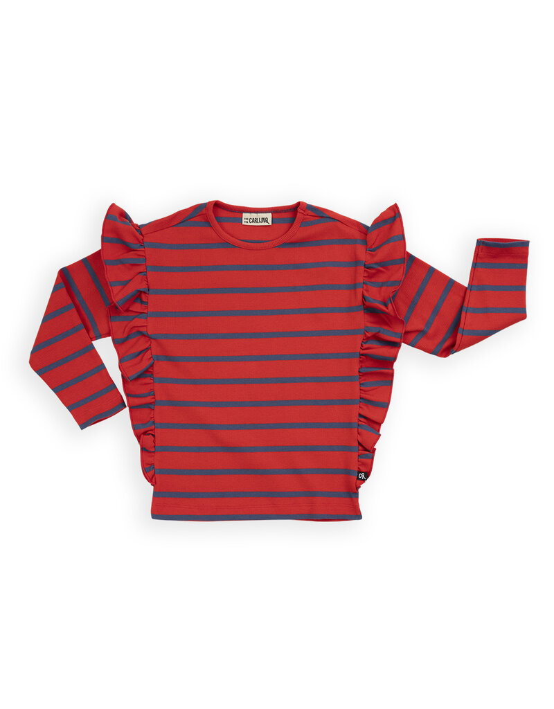 CarlijnQ Stripes red/blue - Ruffled Longsleeve