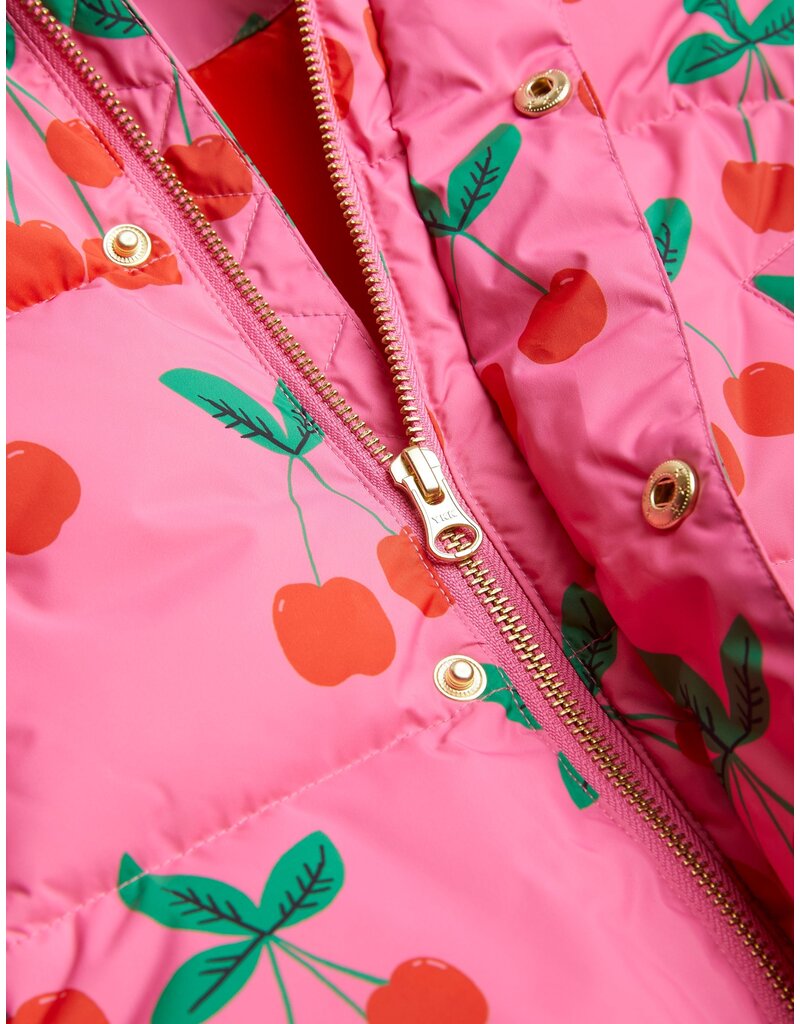 Mini Rodini Cherries aop Puffer Jacket Pink