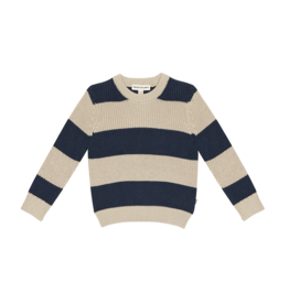 House of Jamie Knitted Sweater Soft Beige & Blue Stripes