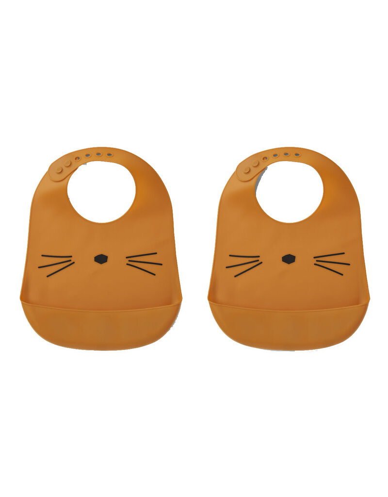 Liewood Tilda Silicone Bib 2-Pack Cat Mustard