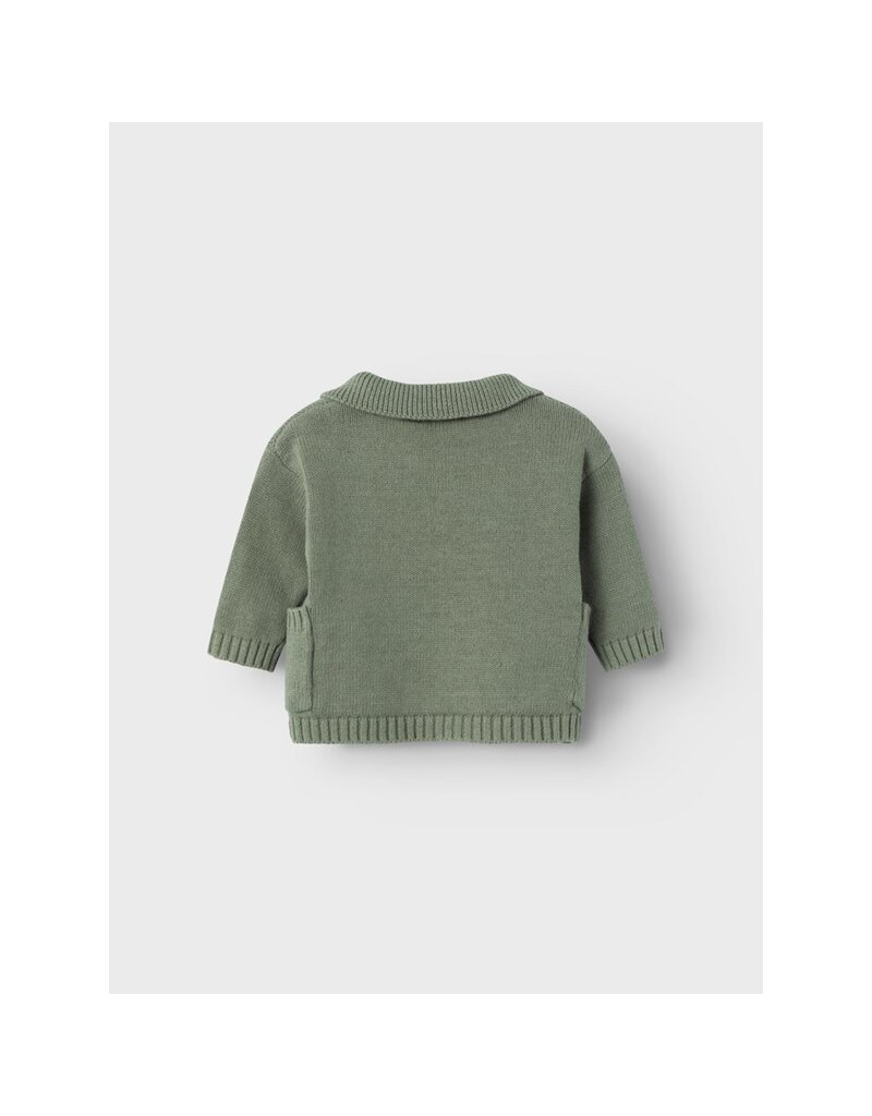 Lil' Atelier Theo Loose Knit Cardigan Agave Green