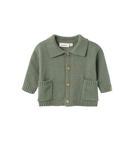 Lil' Atelier Theo Loose Knit Cardigan Agave Green