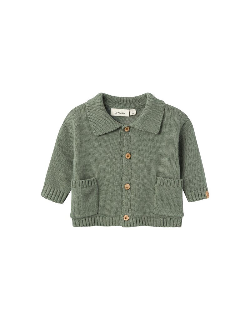 Lil' Atelier Theo Loose Knit Cardigan Agave Green
