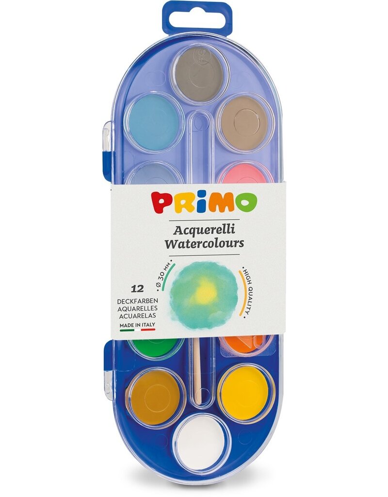 Primo Waterverf tablet/penseel (12 kleuren)