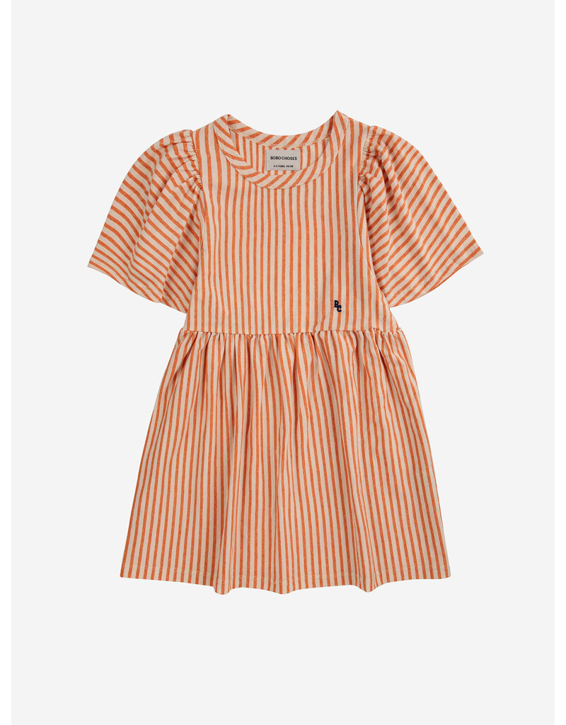 Bobo Choses Vertical Stripes Ruffle Sleeves Dress