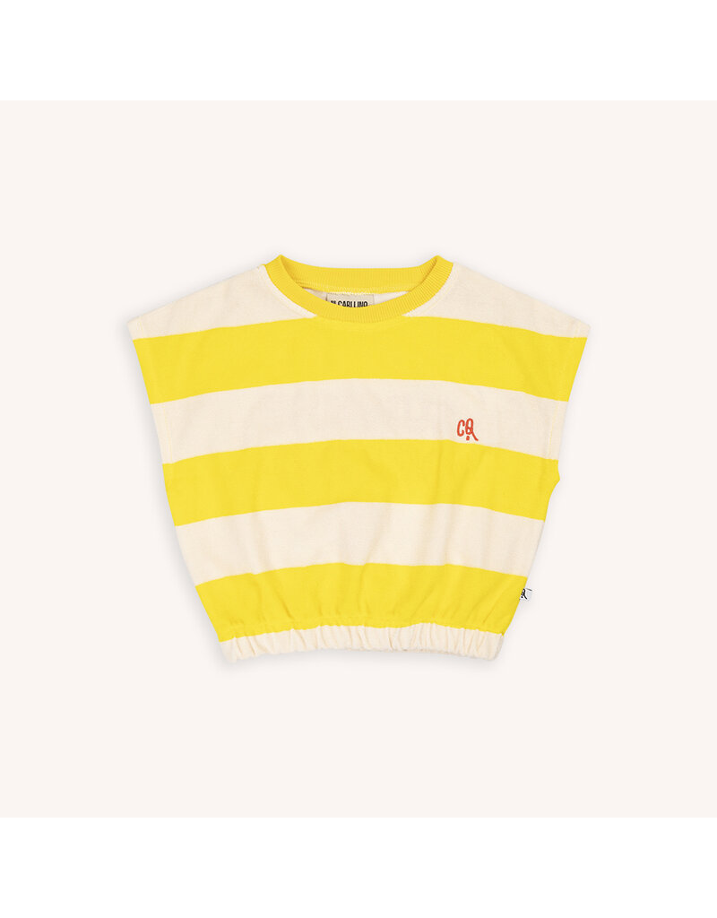 CarlijnQ Stripes Yellow - Balloon top with Embroidery