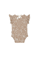 House of Jamie Ruffled Bodysuit Latte Little Dots