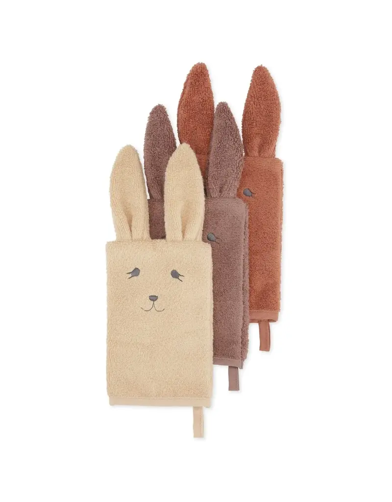 Konges Sløjd 3-Pack Washcloth Animal Bunny