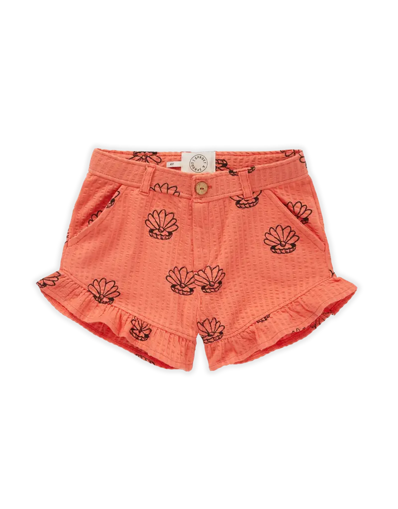Sproet & Sprout Ruffle Short Shell Print Coral