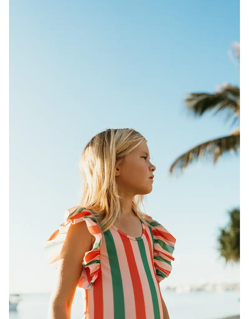 Sproet & Sprout Swimsuit Ruffle Stripe Print Blossom