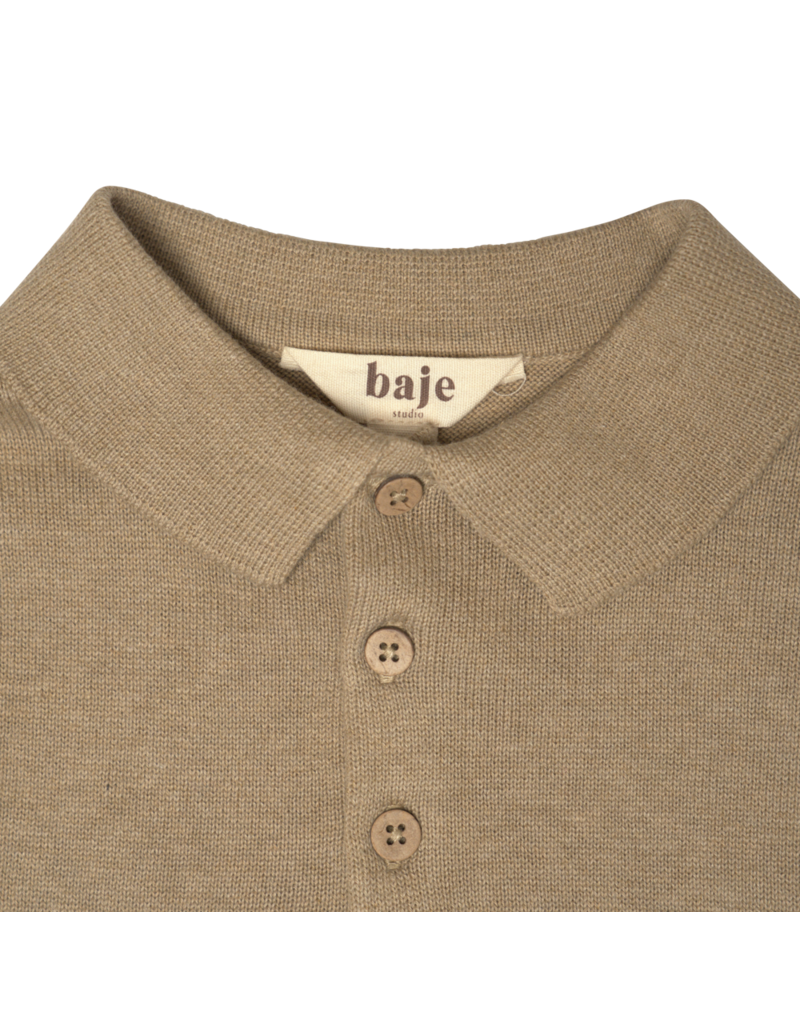 Baje Studio Mackay Knitted Cashmere Polo Taupe