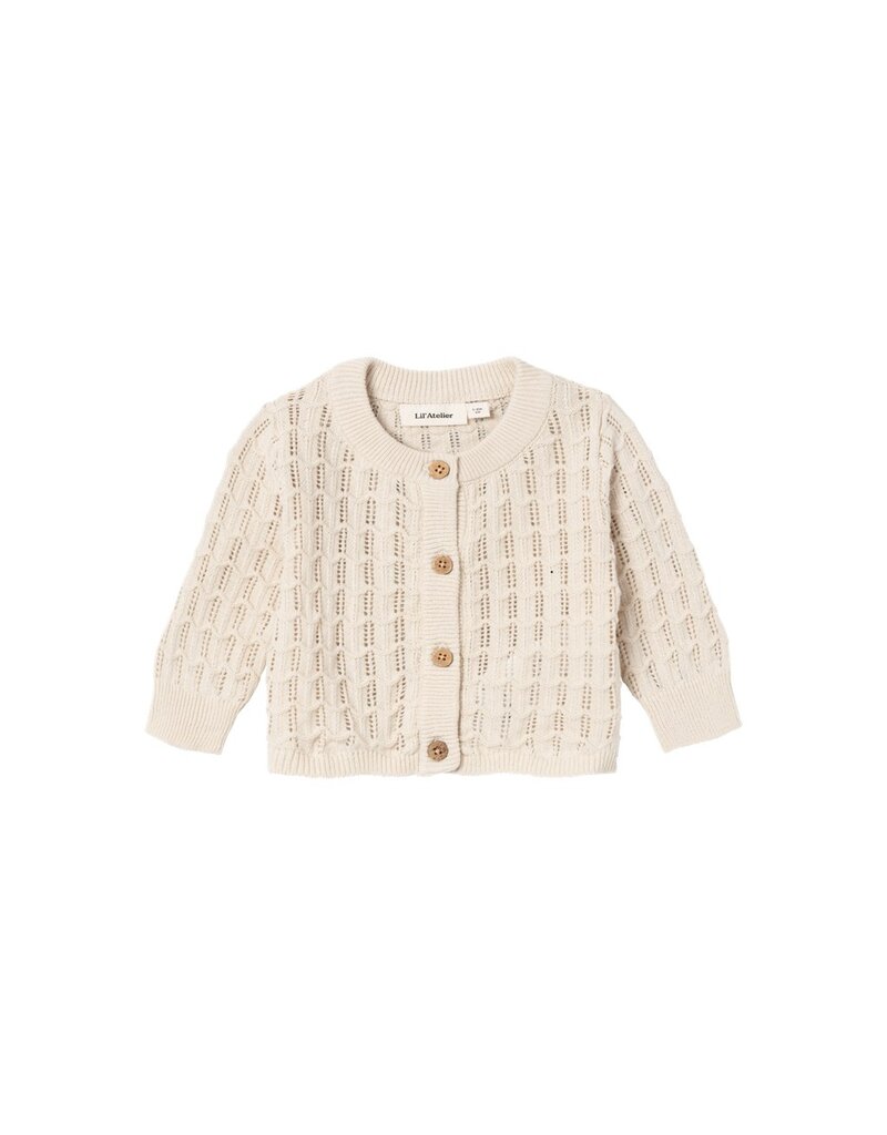 Lil' Atelier Fauci Short Knit Cardigan Sandshell