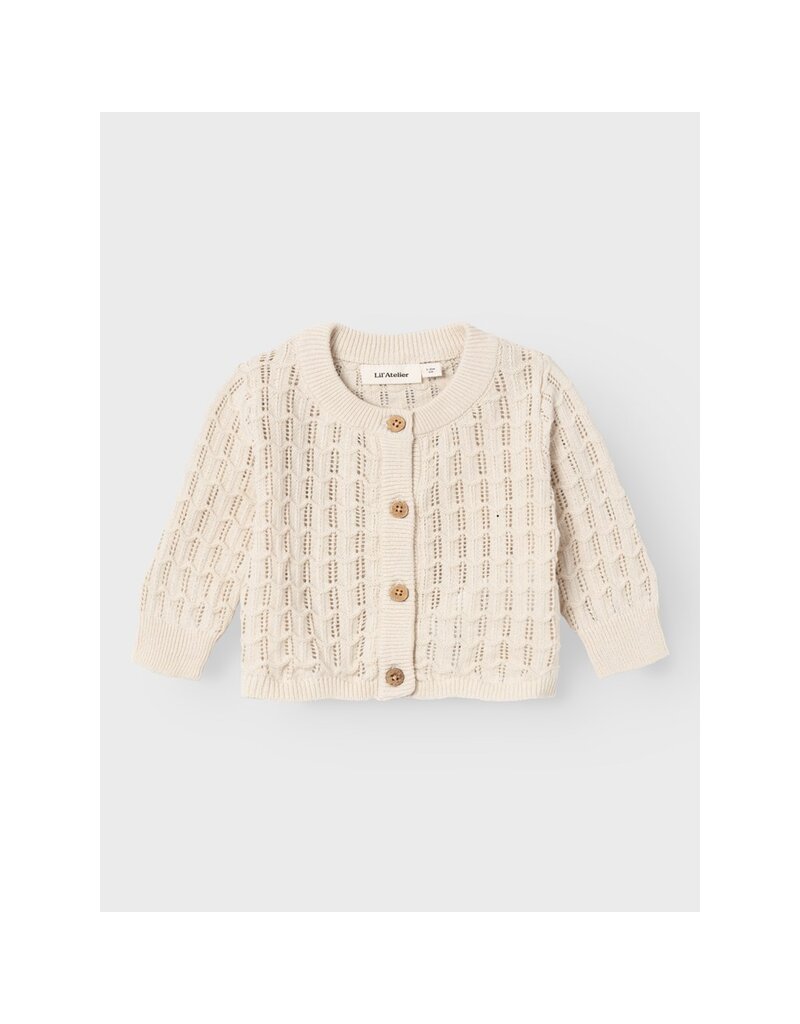 Lil' Atelier Fauci Short Knit Cardigan Sandshell