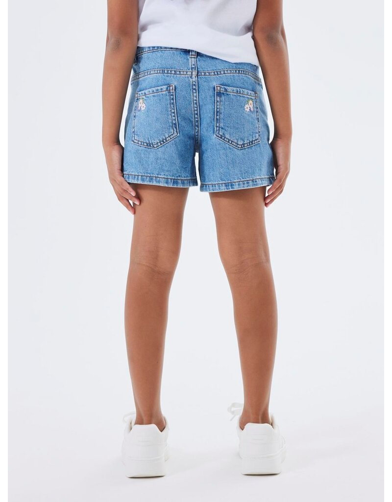 name it Bella Flower Denim Shorts Medium Blue