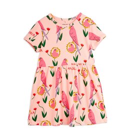 Mini Rodini Parrots aop ss Dress Pink