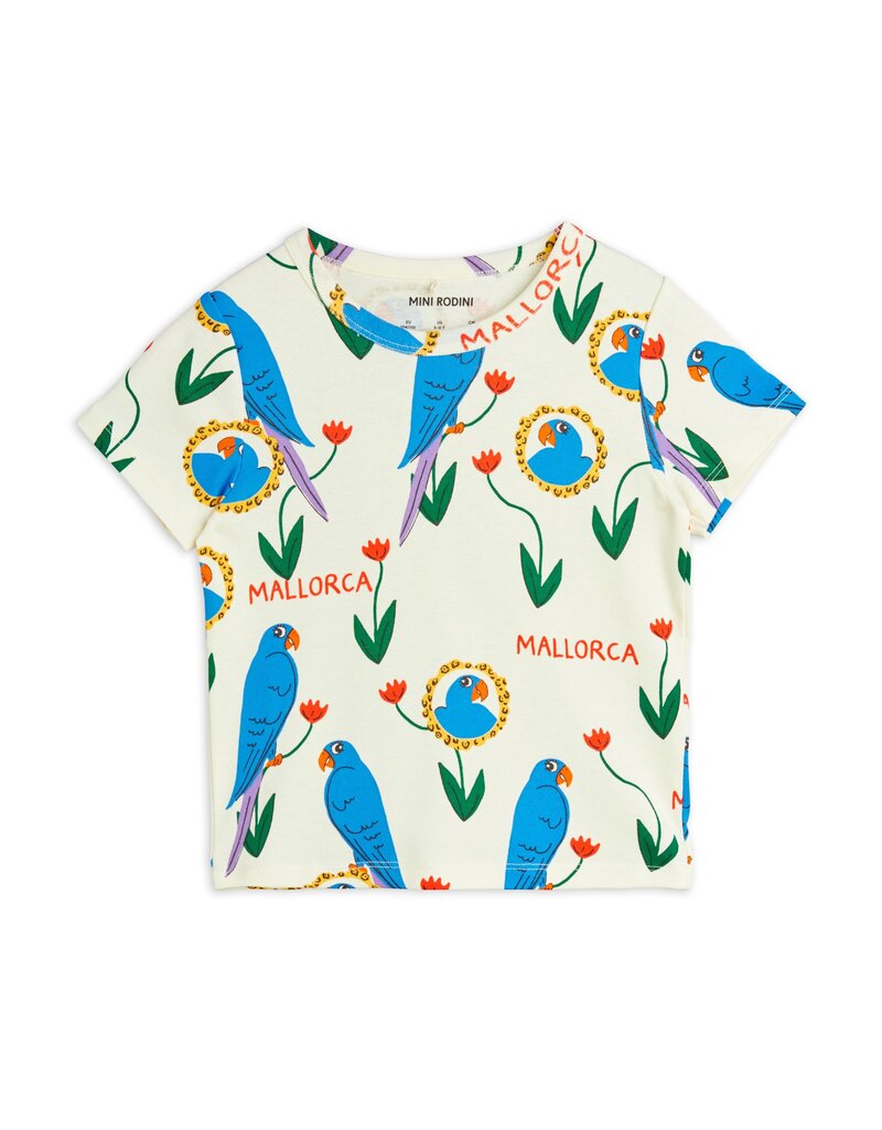 Mini Rodini Parrots aop ss Tee