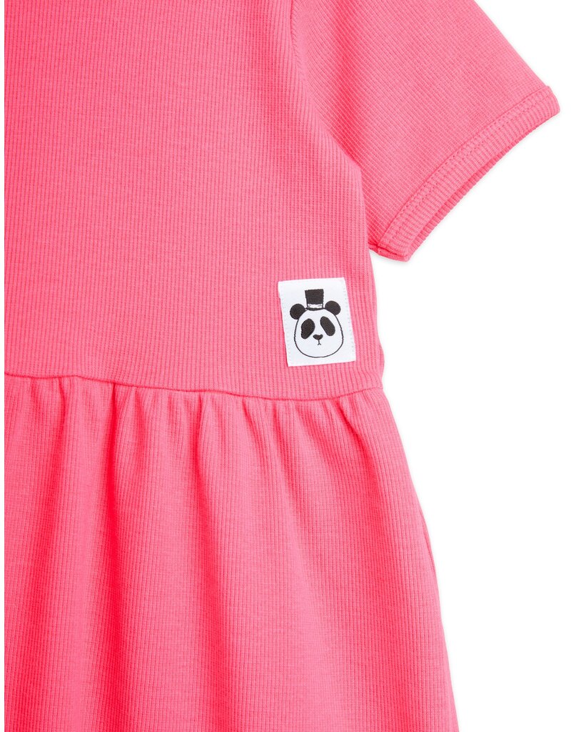 Mini Rodini Solid rib ss Dress Pink