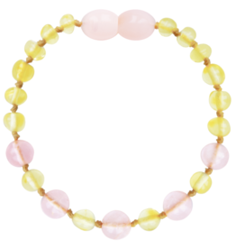 Barnsteen Armband Lemon/Rose Quartz 16 CM