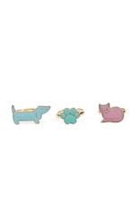 Rex London Glitterringen (set van 3) Hond & Kat