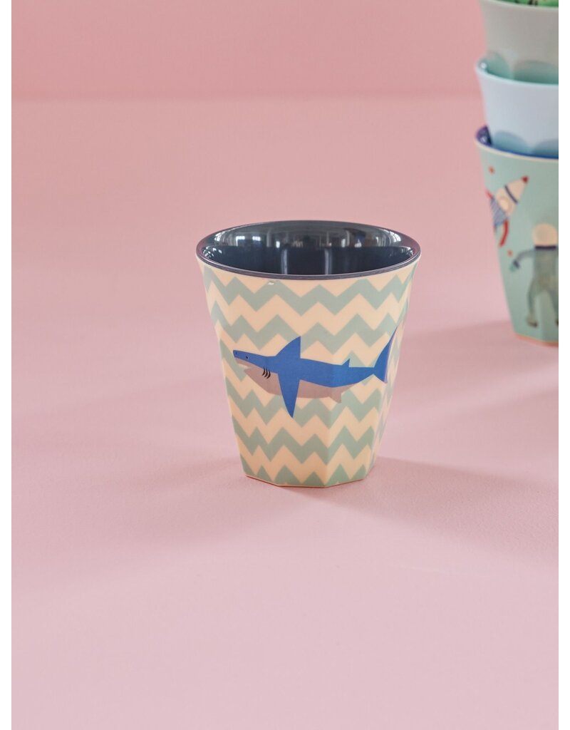 Rice Melamine Cup with Shark Print - Medium - 250 ml