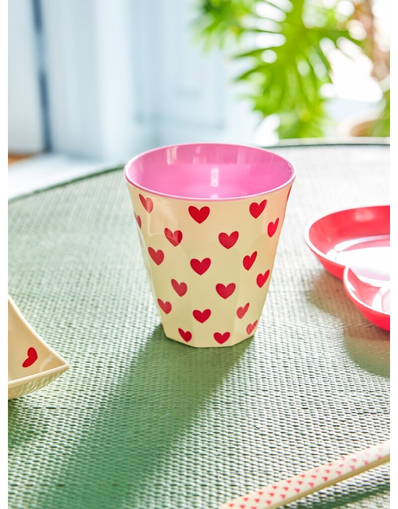 Rice Melamine Cup with Darling Hearts Print - Medium - 250 ml