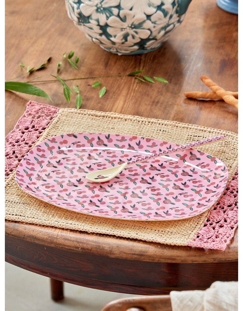 Rice Melamine Rectangular Plate with A Rose is a Rose Print