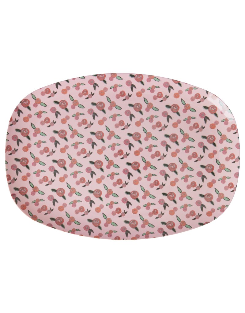 Rice Melamine Rectangular Plate with A Rose is a Rose Print