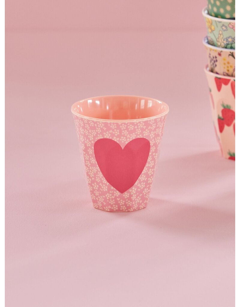 Rice Melamine Cup with Heart Print - Medium - 250 ml