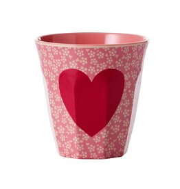 Rice Melamine Cup with Heart Print - Medium - 250 ml