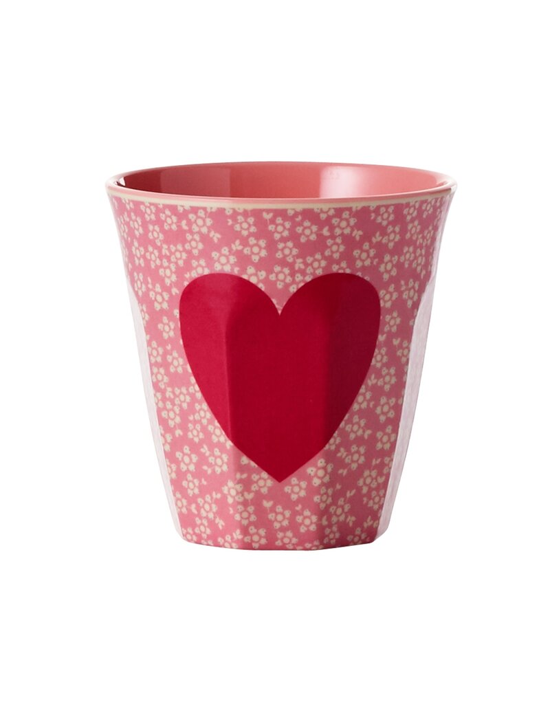 Rice Melamine Cup with Heart Print - Medium - 250 ml