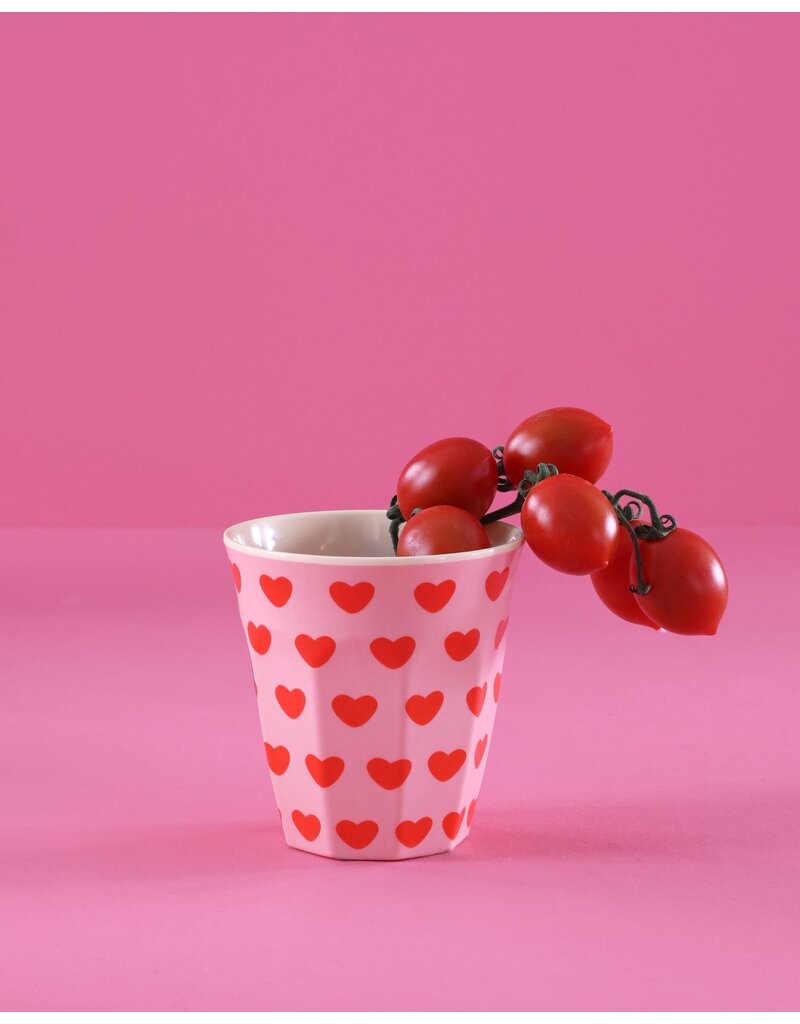 Rice Melamine Cup with Sweet Hearts Print - Medium - 250 ml